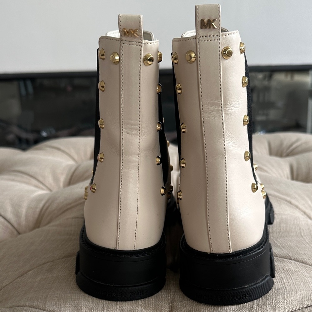 Michael Kors Cream and Black Studded Ankle Boots - Picture 2 of 10
